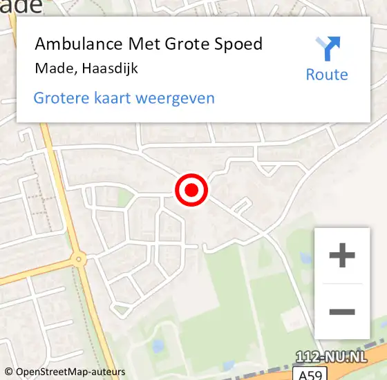 Locatie op kaart van de 112 melding: Ambulance Met Grote Spoed Naar Made, Haasdijk op 2 oktober 2017 11:29