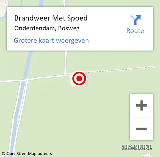 Locatie op kaart van de 112 melding: Brandweer Met Spoed Naar Onderdendam, Bosweg op 2 oktober 2017 11:45