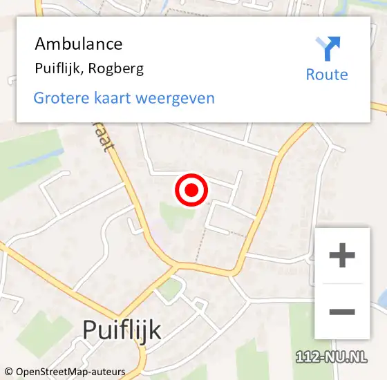 Locatie op kaart van de 112 melding: Ambulance Puiflijk, Rogberg op 2 oktober 2017 12:26