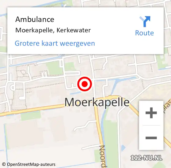 Locatie op kaart van de 112 melding: Ambulance Moerkapelle, Kerkewater op 2 oktober 2017 12:30