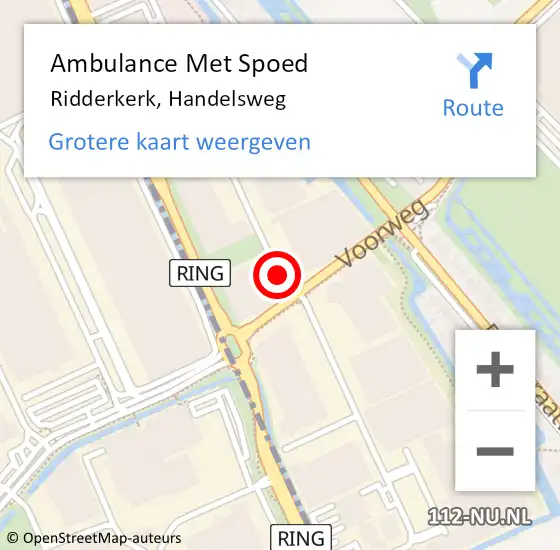 Locatie op kaart van de 112 melding: Ambulance Met Spoed Naar Ridderkerk, Handelsweg op 2 oktober 2017 12:38