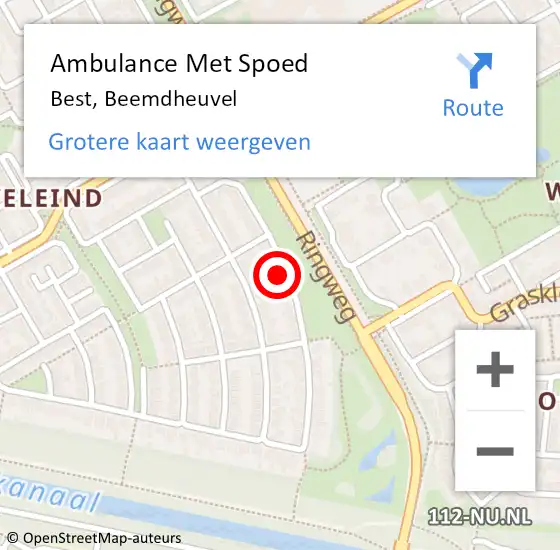 Locatie op kaart van de 112 melding: Ambulance Met Spoed Naar Best, Beemdheuvel op 2 oktober 2017 12:53