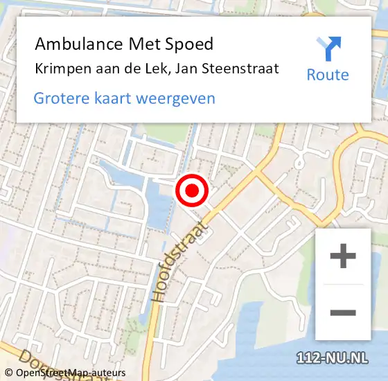 Locatie op kaart van de 112 melding: Ambulance Met Spoed Naar Krimpen aan de Lek, Jan Steenstraat op 2 oktober 2017 12:54