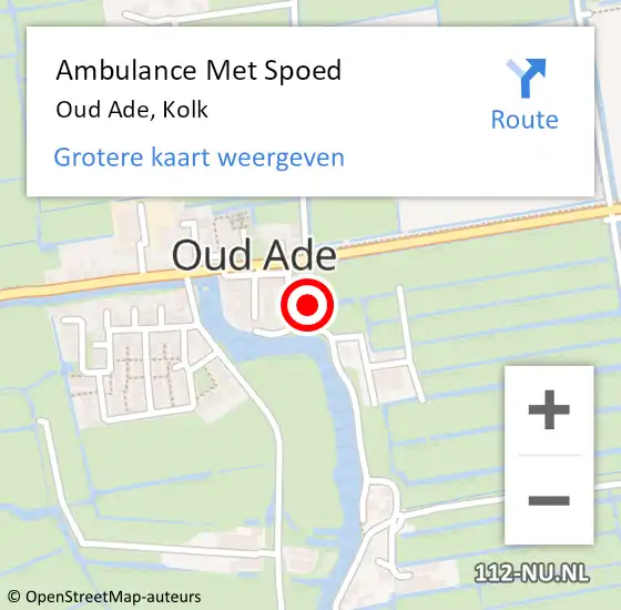 Locatie op kaart van de 112 melding: Ambulance Met Spoed Naar Oud Ade, Kolk op 3 februari 2014 06:46