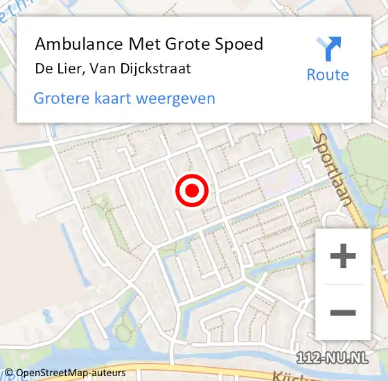 Locatie op kaart van de 112 melding: Ambulance Met Grote Spoed Naar De Lier, Van Dijckstraat op 2 oktober 2017 13:01