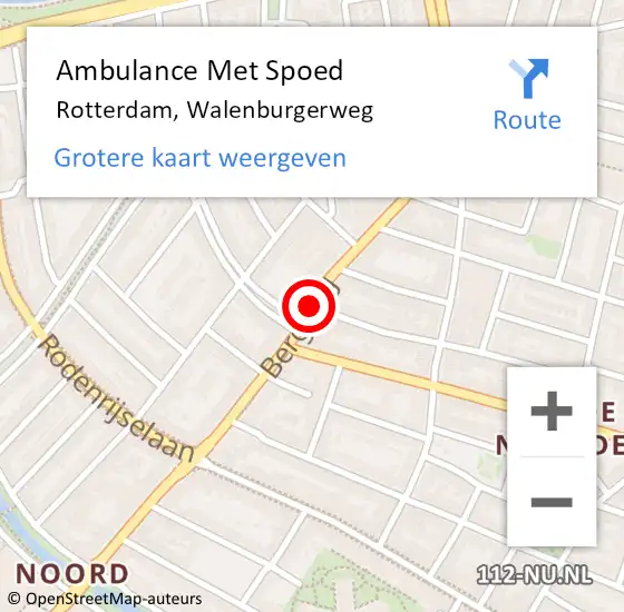 Locatie op kaart van de 112 melding: Ambulance Met Spoed Naar Rotterdam, Walenburgerweg op 2 oktober 2017 13:16