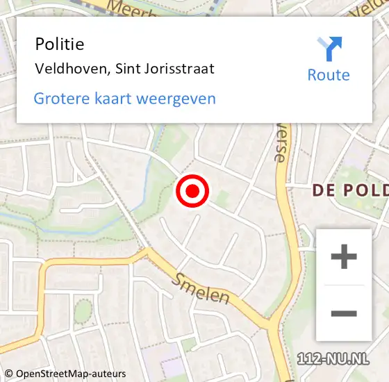 Locatie op kaart van de 112 melding: Politie Veldhoven, Sint Jorisstraat op 2 oktober 2017 13:50