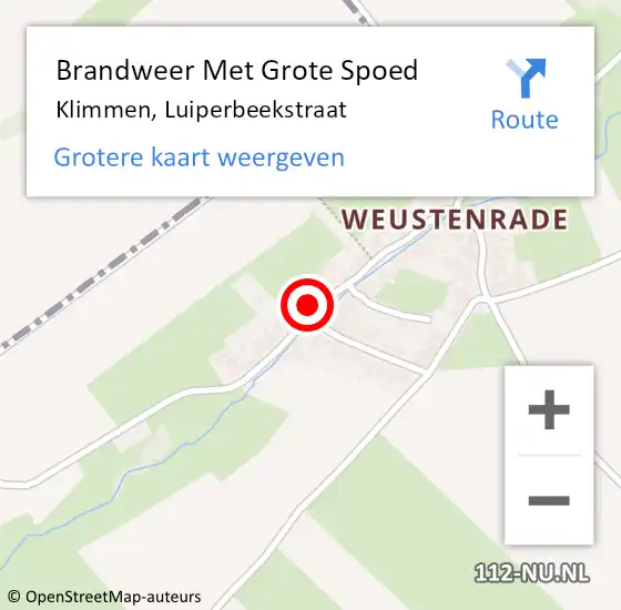 Locatie op kaart van de 112 melding: Brandweer Met Grote Spoed Naar Klimmen, Luiperbeekstraat op 2 oktober 2017 14:14