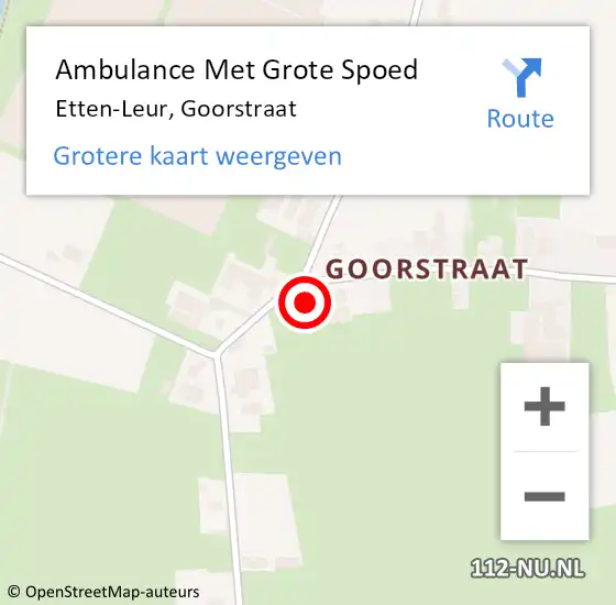 Locatie op kaart van de 112 melding: Ambulance Met Grote Spoed Naar Etten-Leur, Goorstraat op 2 oktober 2017 14:16