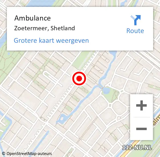 Locatie op kaart van de 112 melding: Ambulance Zoetermeer, Shetland op 2 oktober 2017 15:20