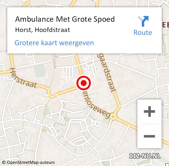 Locatie op kaart van de 112 melding: Ambulance Met Grote Spoed Naar Horst, Hoofdstraat op 3 februari 2014 07:37