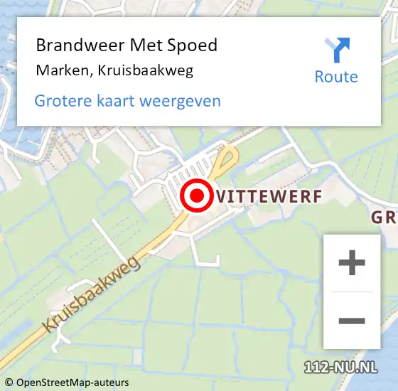 Locatie op kaart van de 112 melding: Brandweer Met Spoed Naar Marken, Kruisbaakweg op 2 oktober 2017 16:21