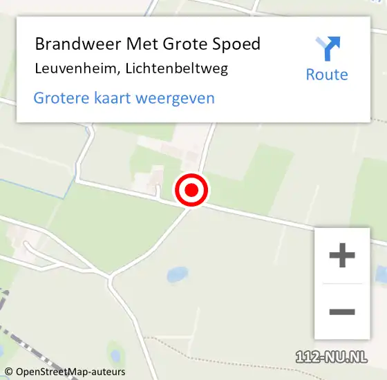 Locatie op kaart van de 112 melding: Brandweer Met Grote Spoed Naar Leuvenheim, Lichtenbeltweg op 3 februari 2014 07:39