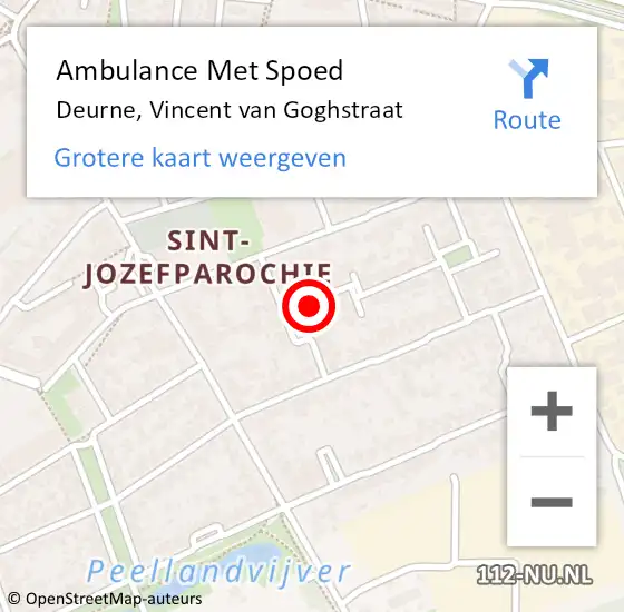 Locatie op kaart van de 112 melding: Ambulance Met Spoed Naar Deurne, Vincent van Goghstraat op 2 oktober 2017 16:25