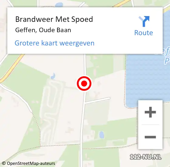 Locatie op kaart van de 112 melding: Brandweer Met Spoed Naar Geffen, Oude Baan op 2 oktober 2017 16:32