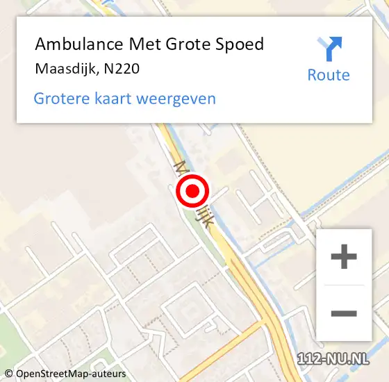 Locatie op kaart van de 112 melding: Ambulance Met Grote Spoed Naar Maasdijk, N220 op 2 oktober 2017 17:04