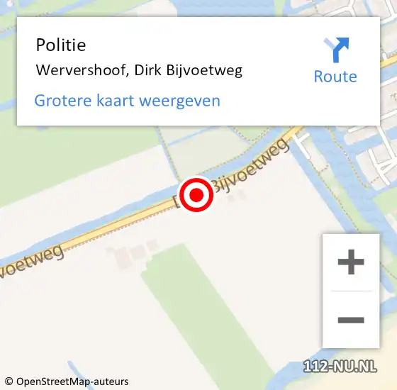Locatie op kaart van de 112 melding: Politie Wervershoof, Dirk Bijvoetweg op 2 oktober 2017 17:05