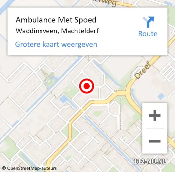 Locatie op kaart van de 112 melding: Ambulance Met Spoed Naar Waddinxveen, Machtelderf op 2 oktober 2017 18:08