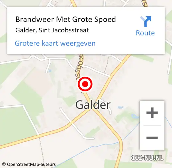 Locatie op kaart van de 112 melding: Brandweer Met Grote Spoed Naar Galder, Sint Jacobsstraat op 2 oktober 2017 19:04