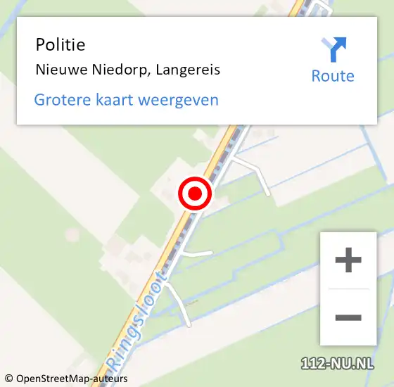 Locatie op kaart van de 112 melding: Politie Nieuwe Niedorp, Langereis op 2 oktober 2017 19:32