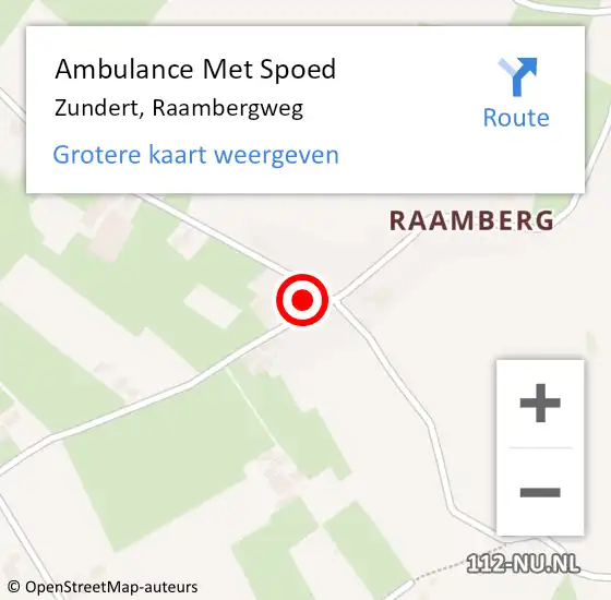 Locatie op kaart van de 112 melding: Ambulance Met Spoed Naar Zundert, Raambergweg op 2 oktober 2017 19:33