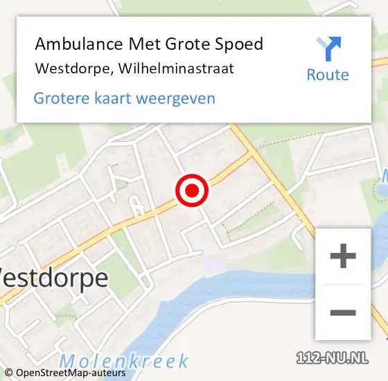 Locatie op kaart van de 112 melding: Ambulance Met Grote Spoed Naar Westdorpe, Wilhelminastraat op 2 oktober 2017 20:19