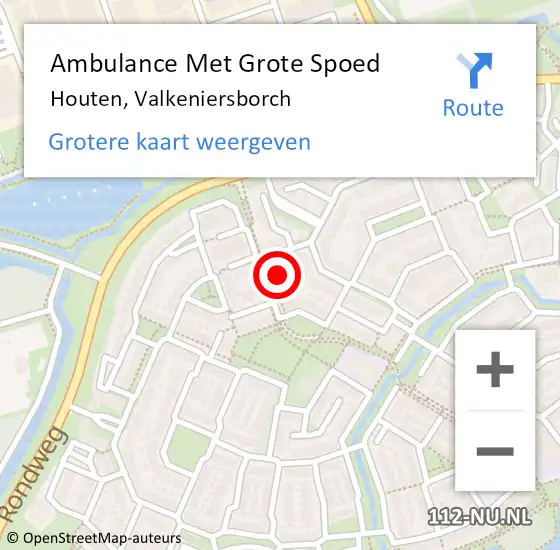 Locatie op kaart van de 112 melding: Ambulance Met Grote Spoed Naar Houten, Valkeniersborch op 2 oktober 2017 20:28