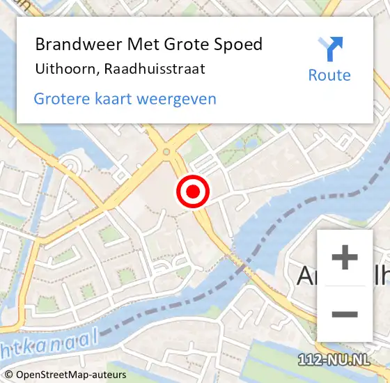 Locatie op kaart van de 112 melding: Brandweer Met Grote Spoed Naar Uithoorn, Raadhuisstraat op 2 oktober 2017 21:08