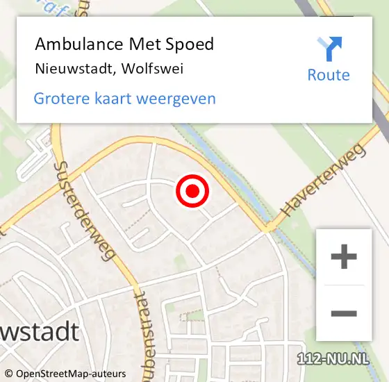 Locatie op kaart van de 112 melding: Ambulance Met Spoed Naar Nieuwstadt, Wolfswei op 2 oktober 2017 21:32