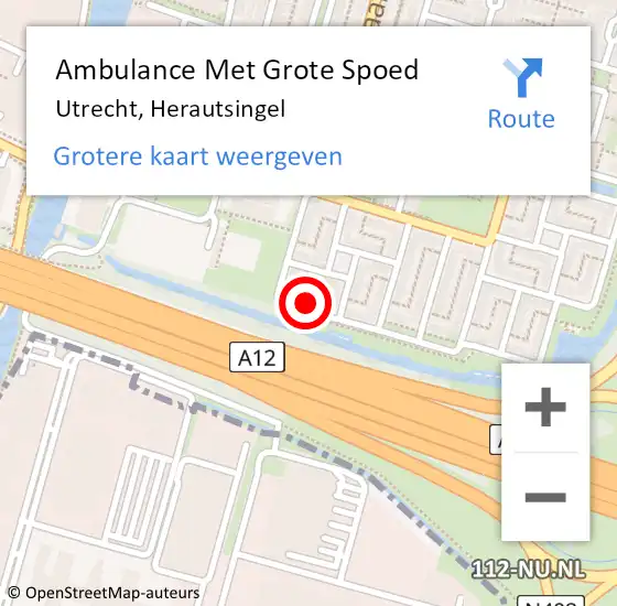 Locatie op kaart van de 112 melding: Ambulance Met Grote Spoed Naar Utrecht, Herautsingel op 2 oktober 2017 21:50