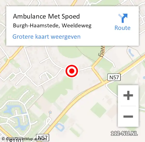 Locatie op kaart van de 112 melding: Ambulance Met Spoed Naar Burgh-Haamstede, Weeldeweg op 2 oktober 2017 22:22