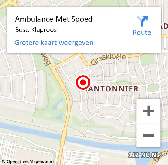 Locatie op kaart van de 112 melding: Ambulance Met Spoed Naar Best, Klaproos op 2 oktober 2017 23:20