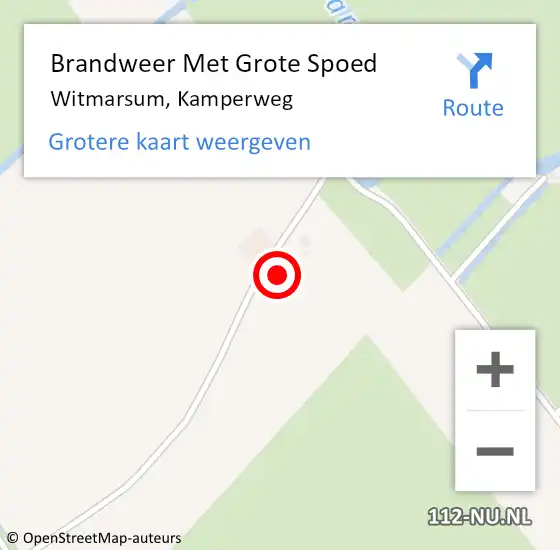 Locatie op kaart van de 112 melding: Brandweer Met Grote Spoed Naar Witmarsum, Kamperweg op 2 oktober 2017 23:24