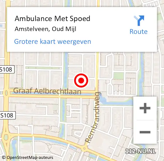 Locatie op kaart van de 112 melding: Ambulance Met Spoed Naar Amstelveen, Oud Mijl op 3 oktober 2017 01:06