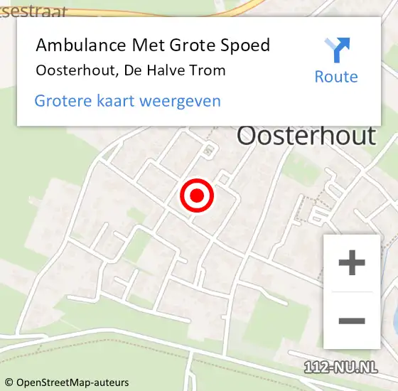 Locatie op kaart van de 112 melding: Ambulance Met Grote Spoed Naar Oosterhout, De Halve Trom op 3 oktober 2017 01:18
