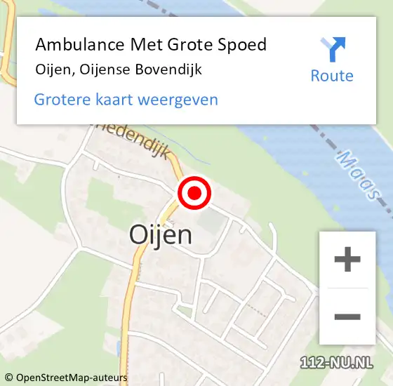 Locatie op kaart van de 112 melding: Ambulance Met Grote Spoed Naar Oijen, Oijense Bovendijk op 3 oktober 2017 01:41