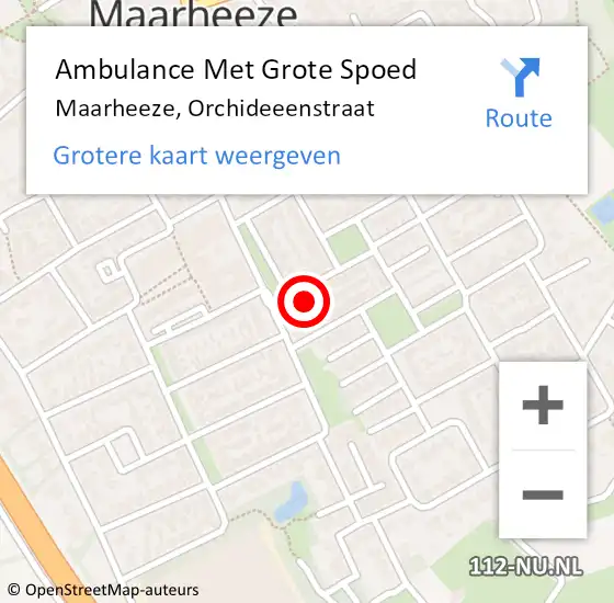 Locatie op kaart van de 112 melding: Ambulance Met Grote Spoed Naar Maarheeze, Orchideeenstraat op 3 oktober 2017 02:50