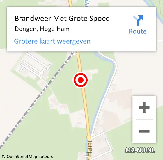 Locatie op kaart van de 112 melding: Brandweer Met Grote Spoed Naar Dongen, Hoge Ham op 3 oktober 2017 04:25