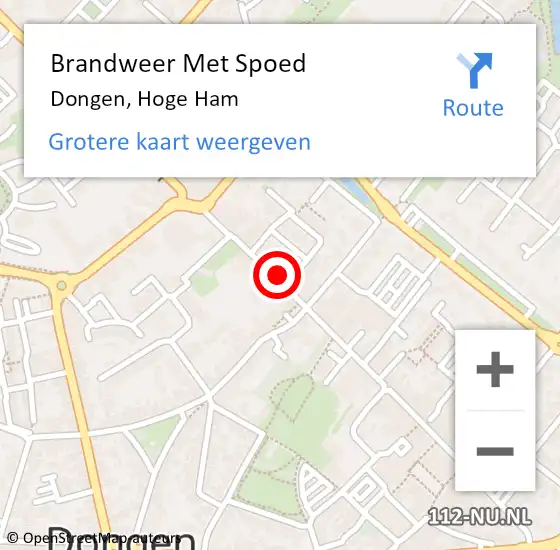 Locatie op kaart van de 112 melding: Brandweer Met Spoed Naar Dongen, Hoge Ham op 3 oktober 2017 04:50