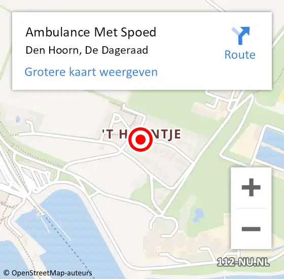 Locatie op kaart van de 112 melding: Ambulance Met Spoed Naar Den Hoorn, De Dageraad op 3 oktober 2017 05:36