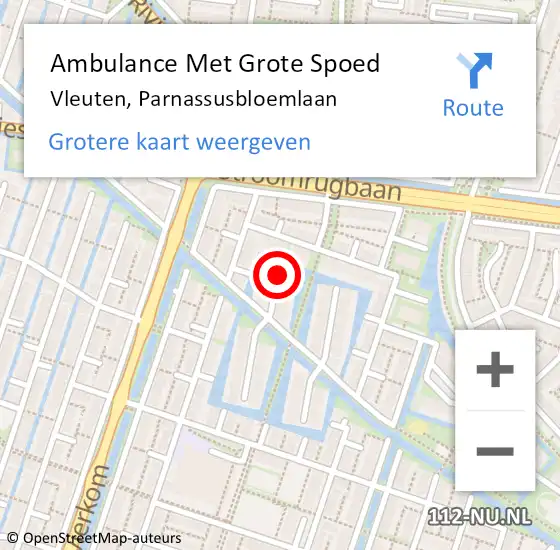 Locatie op kaart van de 112 melding: Ambulance Met Grote Spoed Naar Vleuten, Parnassusbloemlaan op 3 oktober 2017 06:09