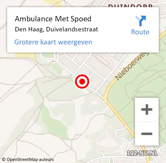 Locatie op kaart van de 112 melding: Ambulance Met Spoed Naar Den Haag, Duivelandsestraat op 3 oktober 2017 06:45