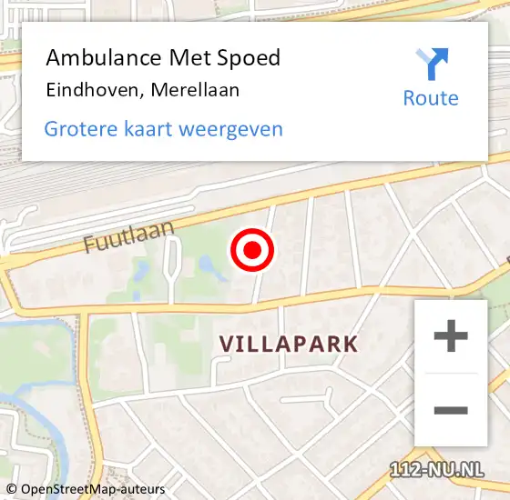 Locatie op kaart van de 112 melding: Ambulance Met Spoed Naar Eindhoven, Merellaan op 3 oktober 2017 07:34