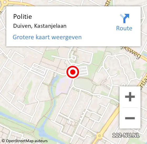 Locatie op kaart van de 112 melding: Politie Duiven, Kastanjelaan op 3 oktober 2017 08:25