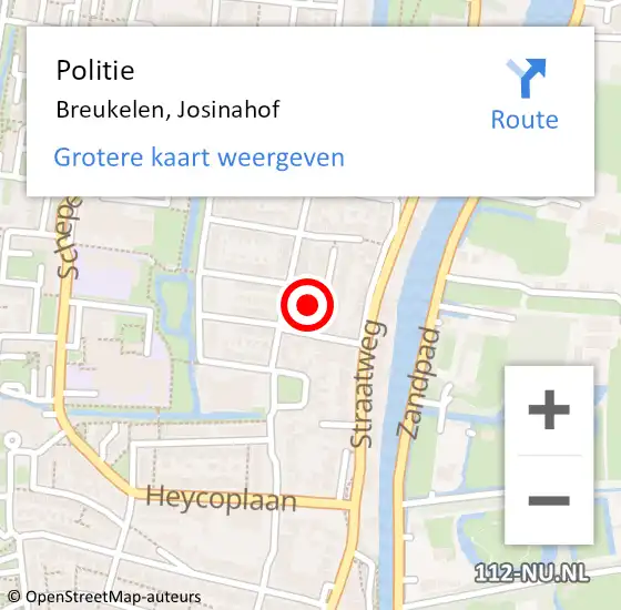 Locatie op kaart van de 112 melding: Politie Breukelen, Josinahof op 3 oktober 2017 08:29