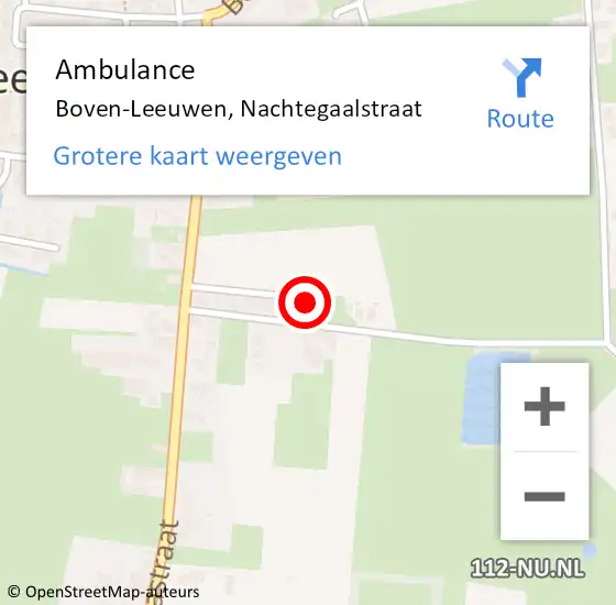 Locatie op kaart van de 112 melding: Ambulance Boven-Leeuwen, Nachtegaalstraat op 3 oktober 2017 09:13