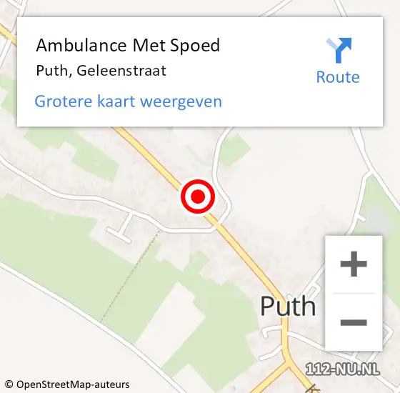 Locatie op kaart van de 112 melding: Ambulance Met Spoed Naar Puth, Geleenstraat op 21 september 2013 09:36