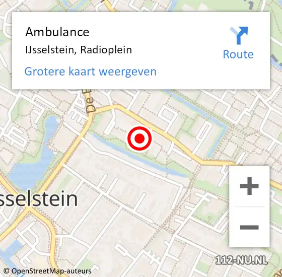 Locatie op kaart van de 112 melding: Ambulance IJsselstein, Radioplein op 3 oktober 2017 09:37