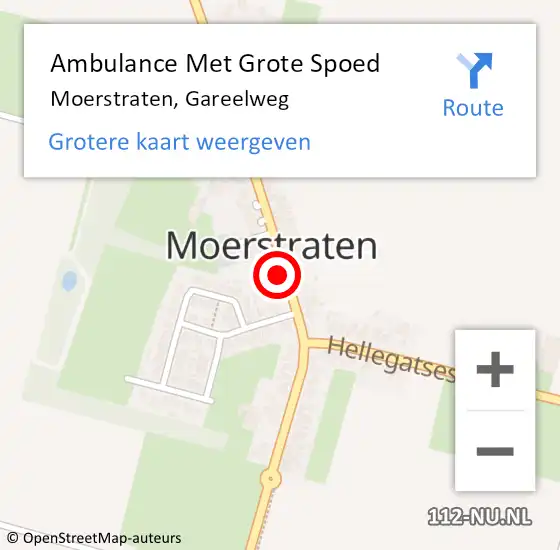 Locatie op kaart van de 112 melding: Ambulance Met Grote Spoed Naar Moerstraten, Gareelweg op 3 oktober 2017 09:59