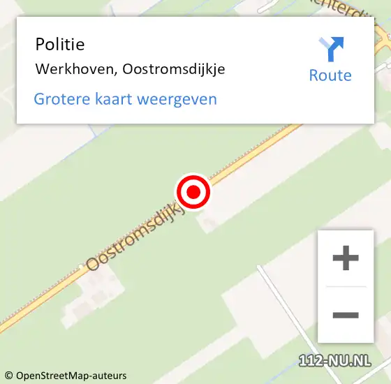 Locatie op kaart van de 112 melding: Politie Werkhoven, Oostromsdijkje op 3 oktober 2017 10:09